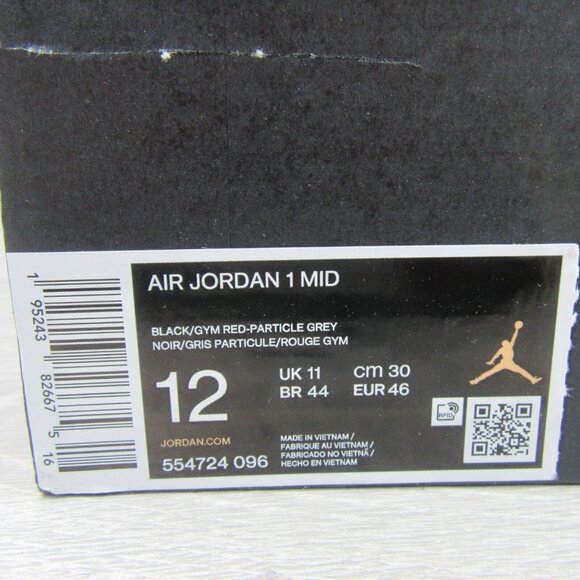 Air Jordan 1 Mid Shadow Red Black Shoes Mens Size 12 NEW - Picture 14 of 16